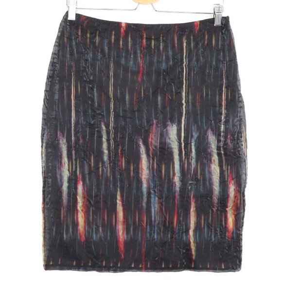 Vivienne Tam Womens 2 Iridescent Black Multicolor Crinkle Overlay Pencil Skirt - Picture 9 of 9